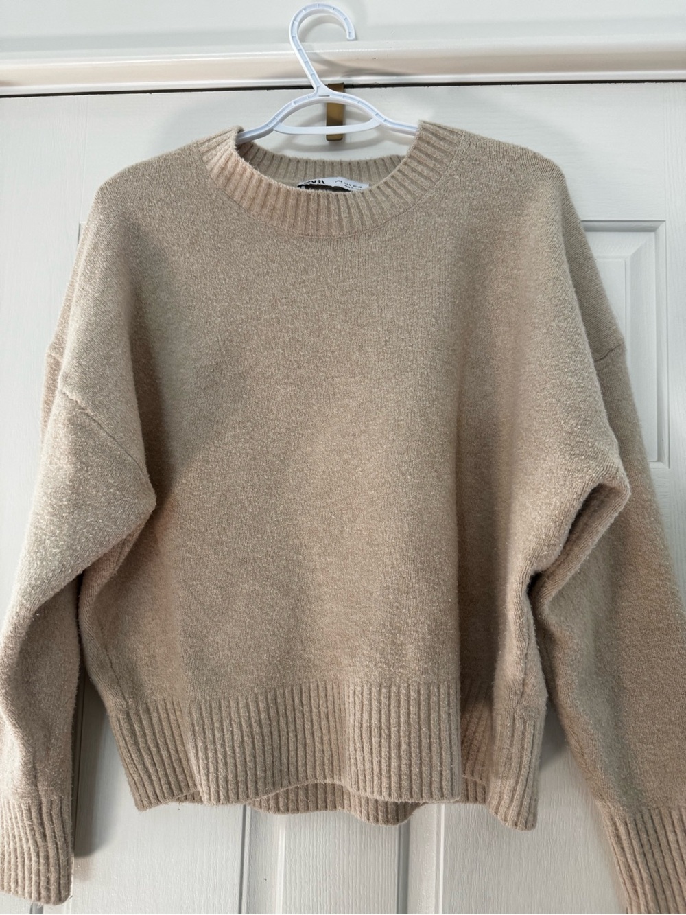 Zara Neutral Beige Crewneck Sweater - Picture 4 of 7